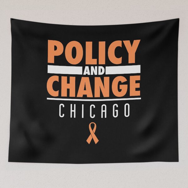 Item preview, CHICAGO POLICY AND CHANGE - Orange Ribbon - Protest March Shirt for Gun Control designed and sold by brizodesign.