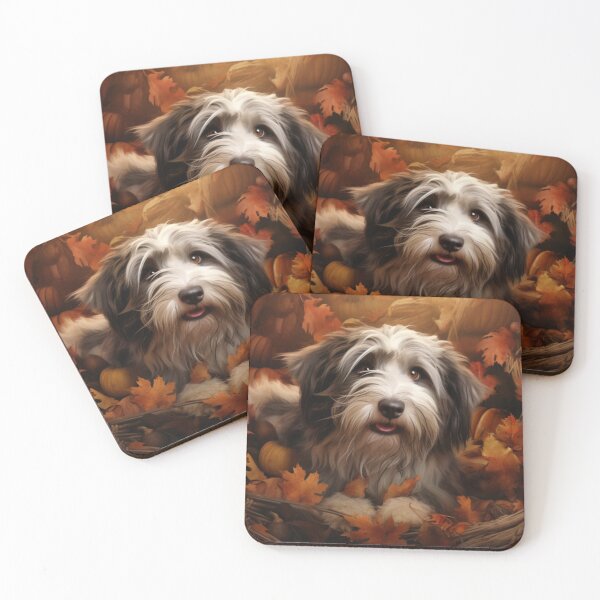 Item preview, Schapendoes Playing In Autumn Leaves designed and sold by ZenEverAI.