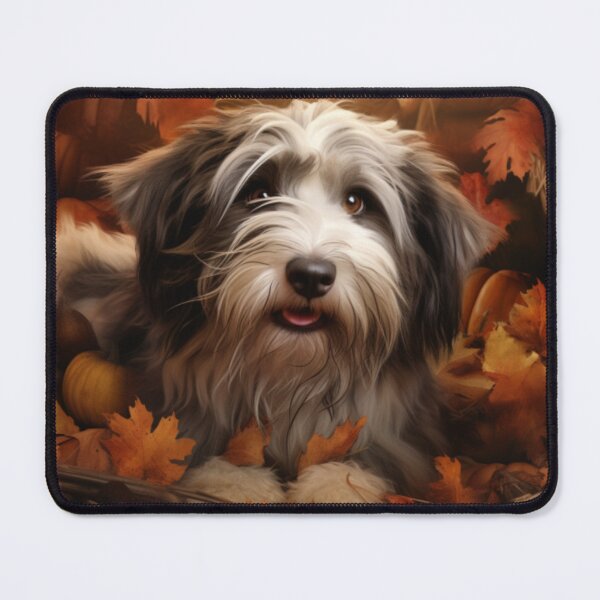 Item preview, Schapendoes Playing In Autumn Leaves designed and sold by ZenEverAI.