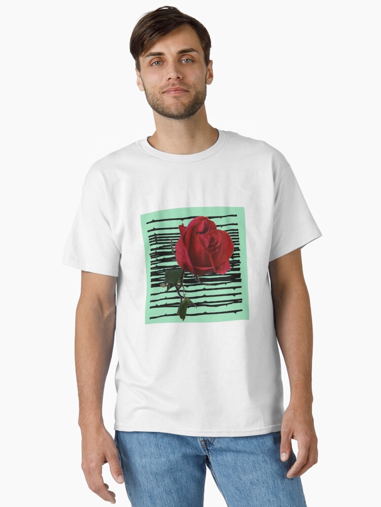 Thumbnail 1 of 7, Classic T-Shirt, Rose x Green Background designed and sold by Stirly.
