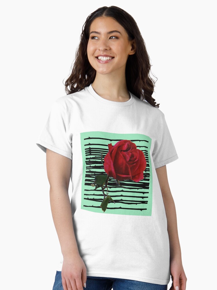 Thumbnail 2 of 7, Classic T-Shirt, Rose x Green Background designed and sold by Stirly.