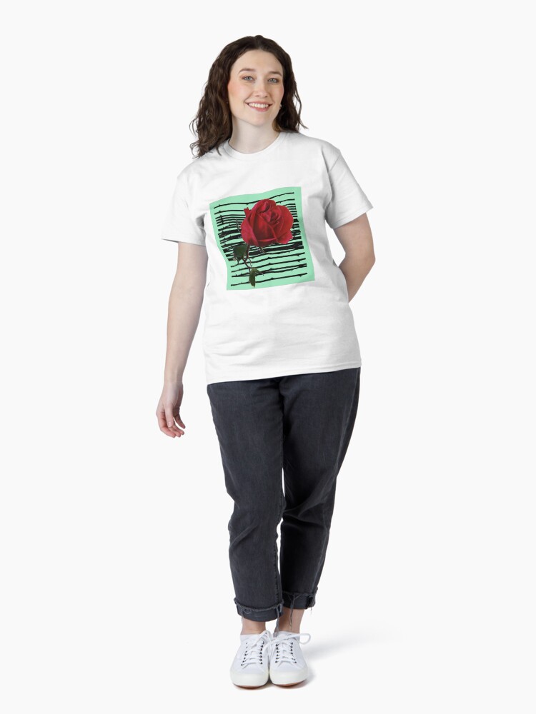 Thumbnail 4 of 7, Classic T-Shirt, Rose x Green Background designed and sold by Stirly.
