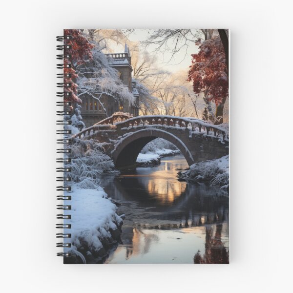 Item preview, Wintry Reflections: Frozen Arch Bridge Amidst Icy River and Snowy Landscape designed and sold by Domitian Tincaba.
