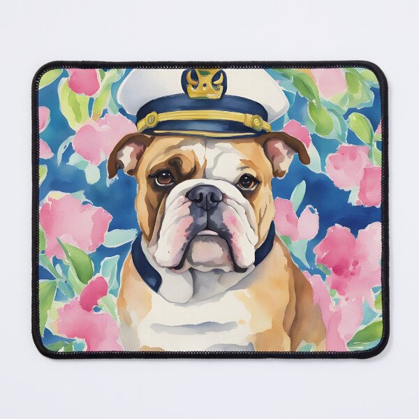 Item preview, Lilly Pulitzer inspired portrait of a bulldog designed and sold by SophieClimaArt.