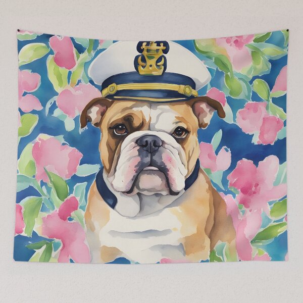 Item preview, Lilly Pulitzer inspired portrait of a bulldog  designed and sold by SophieClimaArt.