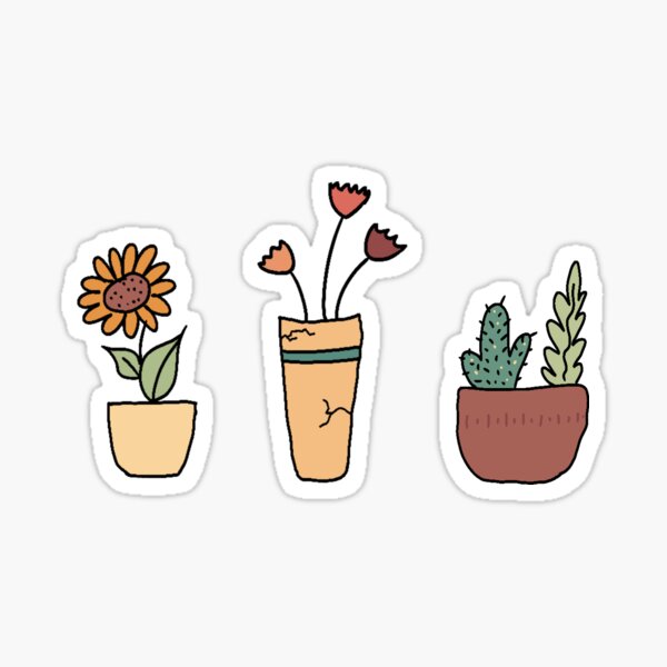 Flower pot, tiny planter, kiss cut, cute little stickers  Sticker