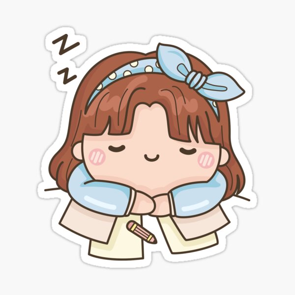 Girl Sleeping at Her Desk Sticker