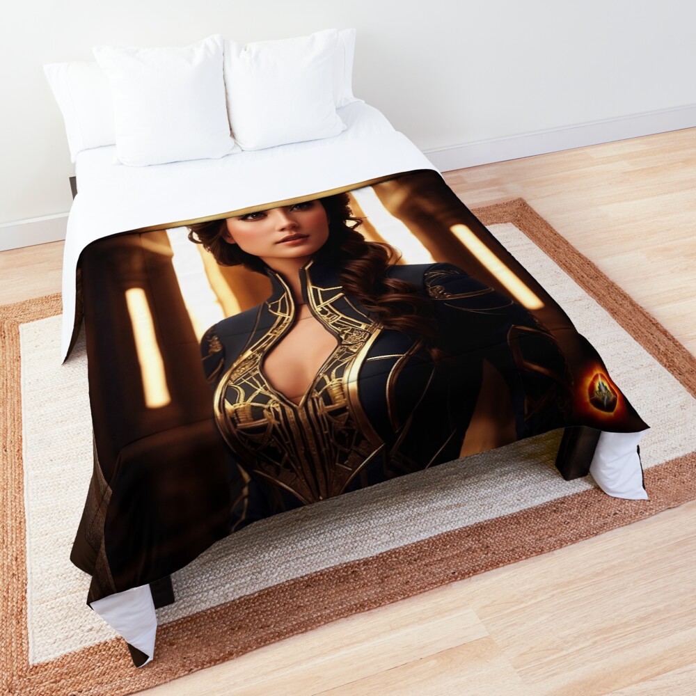 Portrait Of Louise Fiorenza Beautiful AI Concept Art by Xzendor7 Decorative Comforter Art Print