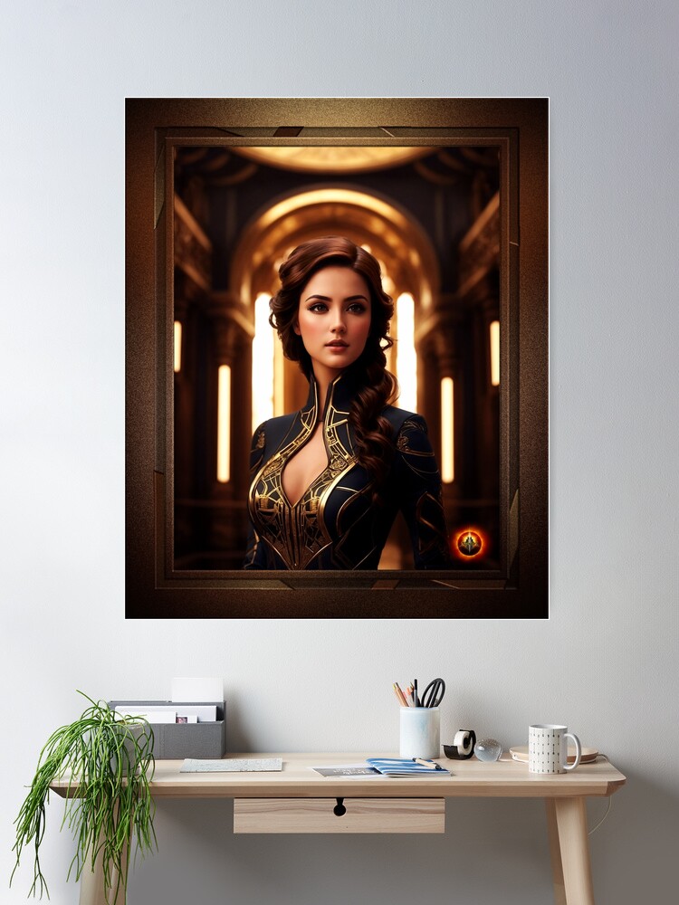Portrait Of Louise Fiorenza Beautiful AI Concept Art by Xzendor7 Wall Decor Art Print Poster