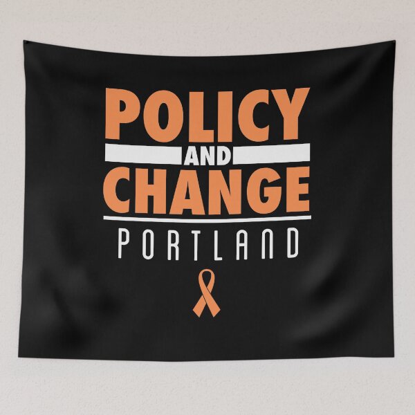 Item preview, PORTLAND POLICY AND CHANGE - Orange Ribbon - Protest March Shirt for Gun Control designed and sold by brizodesign.
