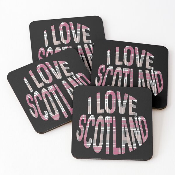 Item preview, I LOVE SCOTLAND Pink, White and Grey Tartan Colour Typography Design designed and sold by MacPean.
