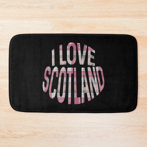 Item preview, I LOVE SCOTLAND Pink, White and Grey Tartan Colour Typography Design designed and sold by MacPean.