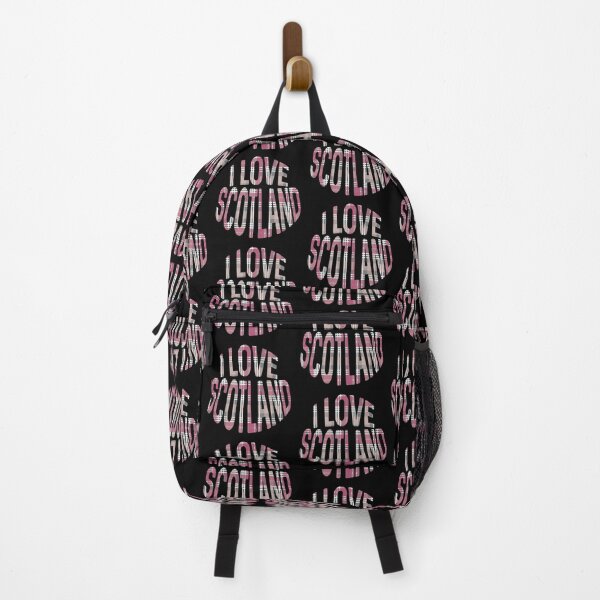 Item preview, I LOVE SCOTLAND Pink, White and Grey Tartan Colour Typography Design designed and sold by MacPean.
