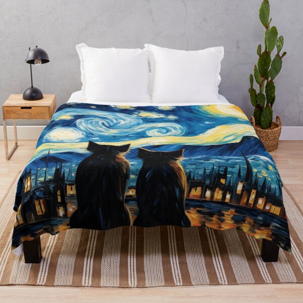 Item preview, Van gogh Inspired Starry Night Cat Painting designed and sold by Vangoholic.