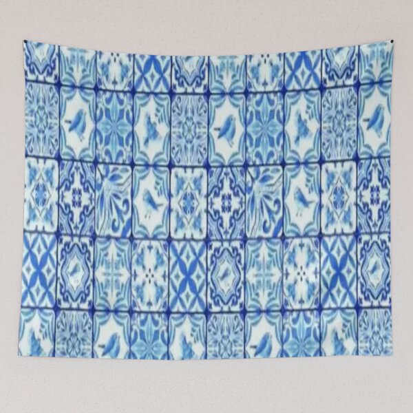 Item preview, BLUE-WHITE TILES PATTERN ABSTRACT ART designed and sold by sharlesart.