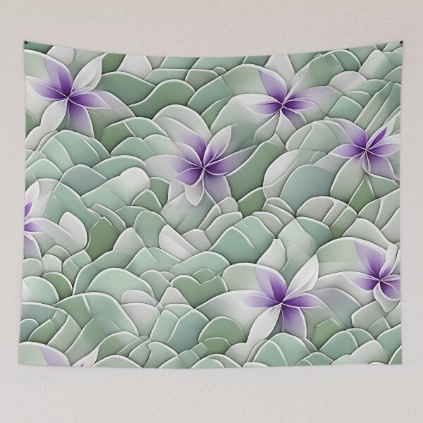 Item preview, Patrón abstracto floral verde salvia y morado. designed and sold by ExtraEm.