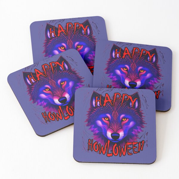 Item preview, Happy Halloween, Neon Blue and Purple Wolf designed and sold by leyfinder.