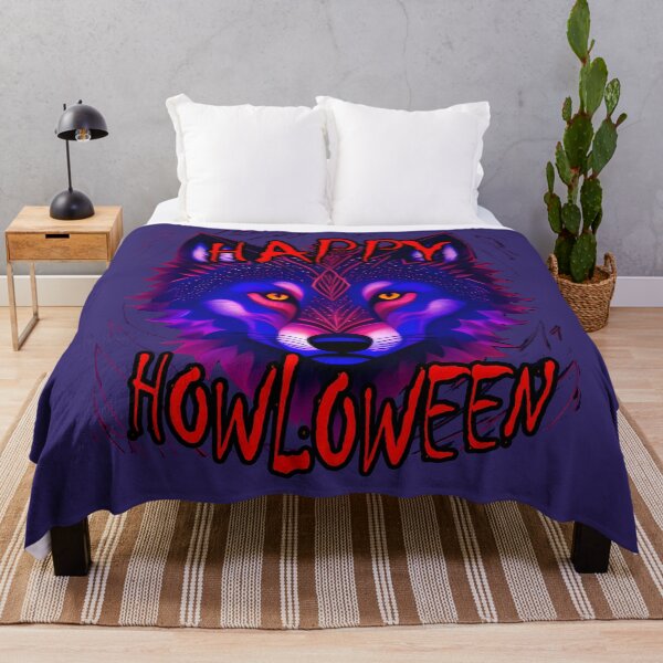 Item preview, Happy Halloween, Neon Blue and Purple Wolf designed and sold by leyfinder.
