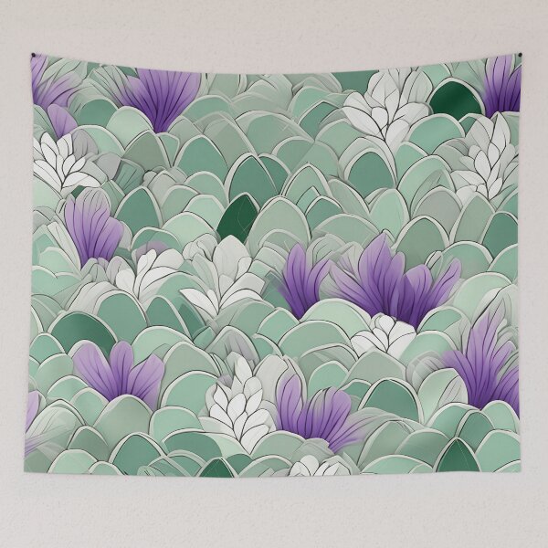 Item preview, Sage Green and Purple Floral abstract Pattern. designed and sold by ExtraEm.
