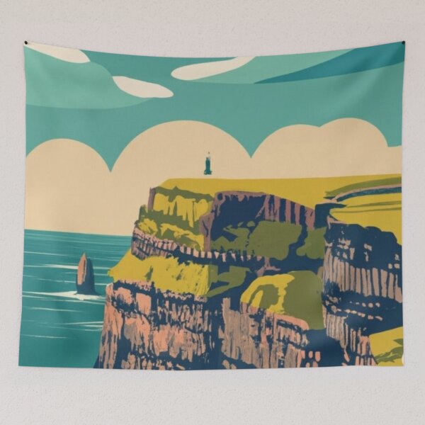 Item preview, A Vintage Travel Art of the Cliffs of Moher - Ireland  designed and sold by GoodOldVintage.