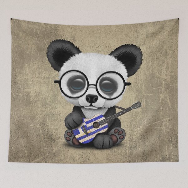 Item preview, Baby Panda Playing Greek Flag Guitar designed and sold by JeffBartels.