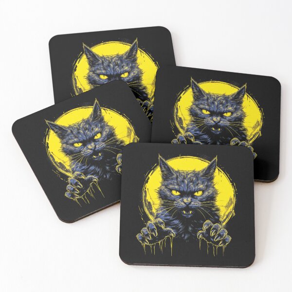 Item preview, Сat with Сlaws against the background of a yellow Moon designed and sold by MagicColorPrint.