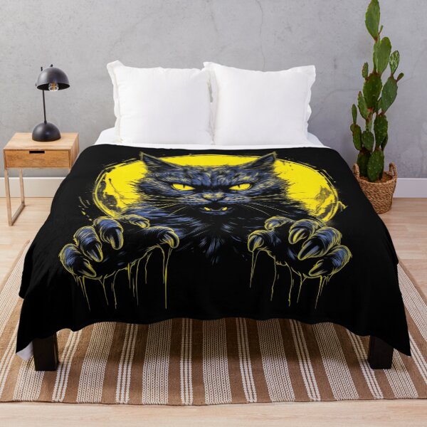 Item preview, Сat with Сlaws against the background of a yellow Moon designed and sold by MagicColorPrint.