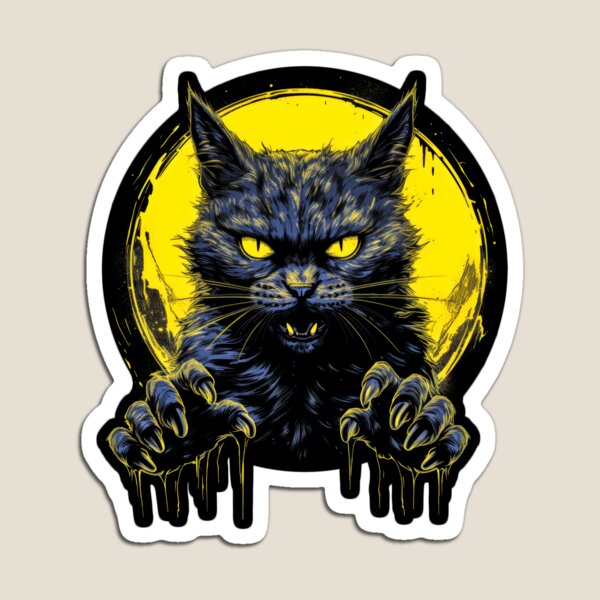 Item preview, Сat with Сlaws against the background of a yellow Moon designed and sold by MagicColorPrint.