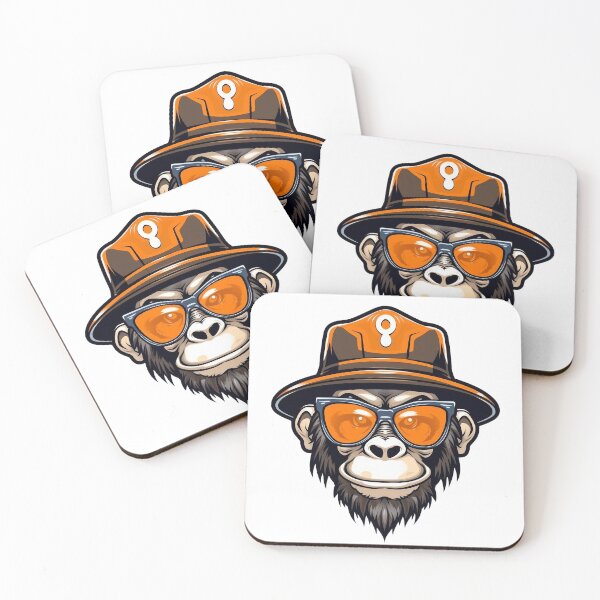Item preview, Happy monkey in orange hat and sunglasses designed and sold by Quixline.