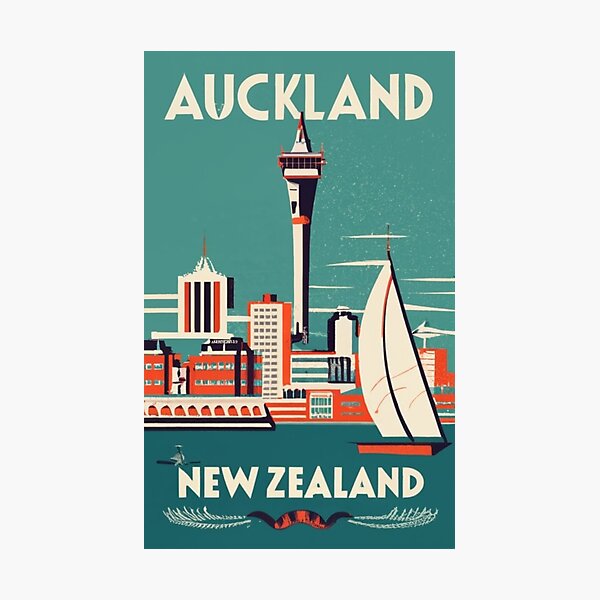 Item preview, A Vintage Travel Art of Auckland - New Zealand  designed and sold by GoodOldVintage.