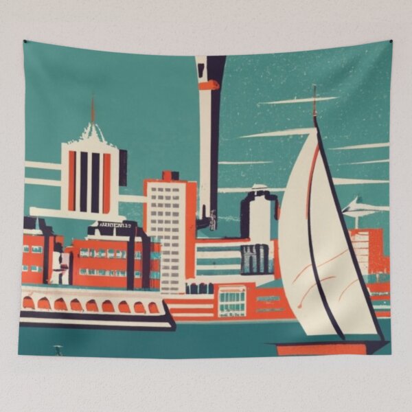 Item preview, A Vintage Travel Art of Auckland - New Zealand  designed and sold by GoodOldVintage.