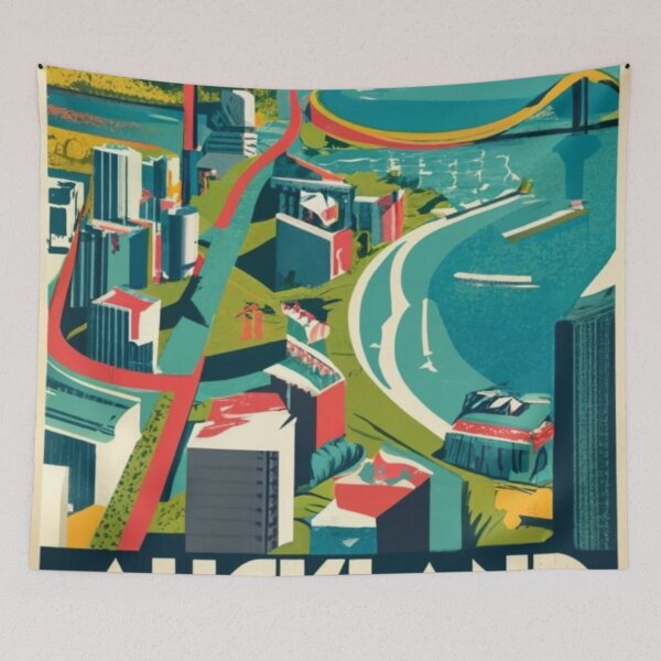 Item preview, A Vintage Travel Art of Auckland - New Zealand  designed and sold by GoodOldVintage.