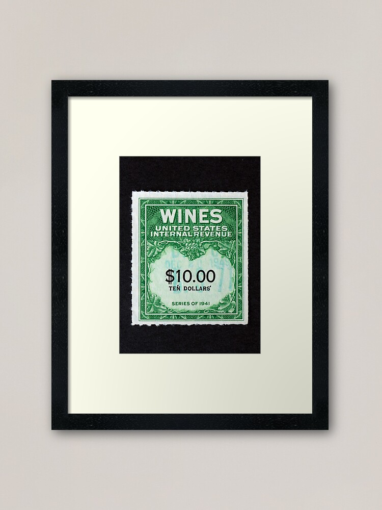 dusin kondom notifikation 1941 $10 Wines Internal Revenue Services Stamp" Framed Art Print by  CcoatesPhotos | Redbubble