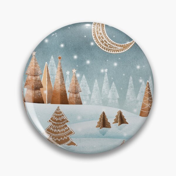 Artikelvorschau, Lebkuchenbäume Schneelandschaft Aquarell Illustration. Winter-Süßigkeitswelt-Fantasiedruck. Kekse, Fichten und Mond. Süße Weihnachtsdekorationen entworfen und verkauft von likapix.