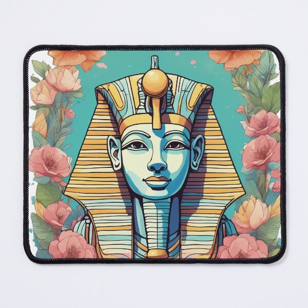 Item preview, an egyptian mask surrounded by flowers and leaves designed and sold by Enga6.