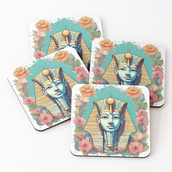 Item preview, an egyptian mask surrounded by flowers and leaves designed and sold by Enga6.