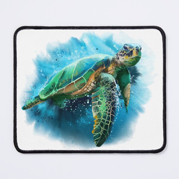 Item preview, Green Sea Turtle With Blue Background Watercolor Illustration designed and sold by wademcmillan.