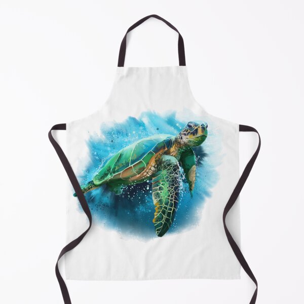 Item preview, Green Sea Turtle With Blue Background Watercolor Illustration designed and sold by wademcmillan.