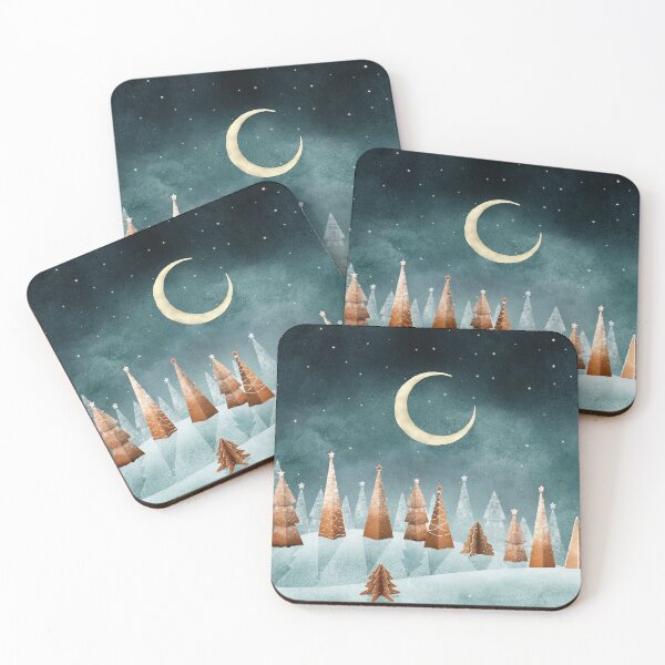 Item preview, Magic winter forest watercolor illustration. Gingerbread Christmas trees winter landscape. Fantasy Candy world moonlight scenery. Cookie trees designed and sold by likapix.
