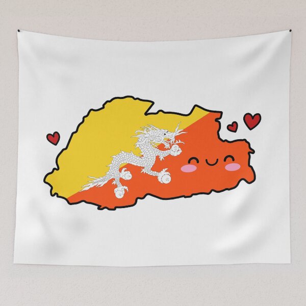 Item preview, Bhutan Flag Map Smile with Love designed and sold by pixelsparkzone.