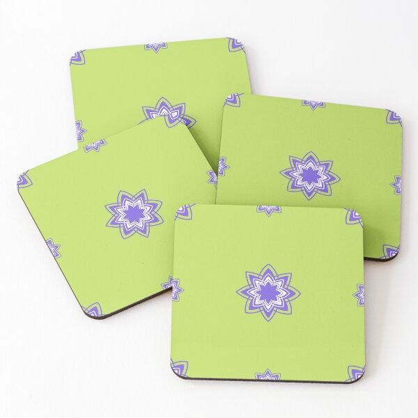 Item preview, Abstract geometric print of lilac mandalas with green background designed and sold by Sock Garden.