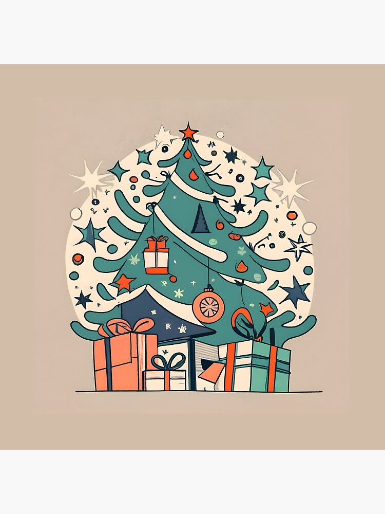 Thumbnail 3 of 3, Pin, Modern Christmas Tree Minimalistic Drawing designed and sold by Patricks-Art.