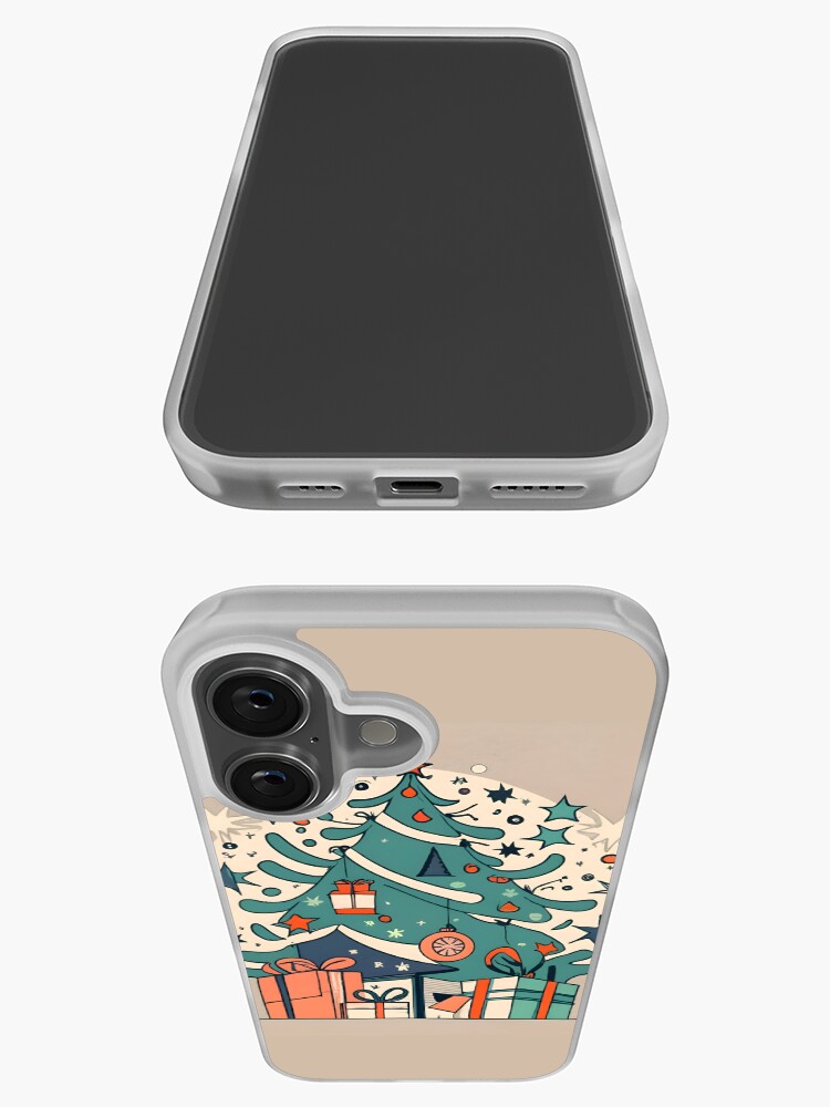 Thumbnail 3 of 5, iPhone Case, Modern Christmas Tree Minimalistic Drawing designed and sold by Patricks-Art.