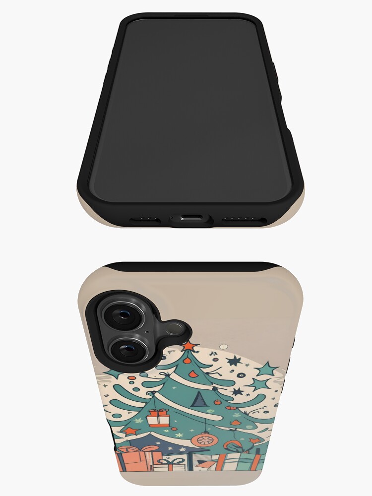 Thumbnail 3 of 4, iPhone Case, Modern Christmas Tree Minimalistic Drawing designed and sold by Patricks-Art.