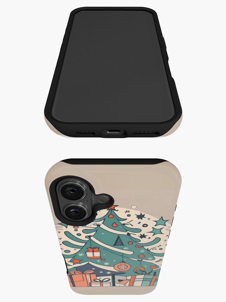 Thumbnail 3 of 4, iPhone Case, Modern Christmas Tree Minimalistic Drawing designed and sold by Patricks-Art.