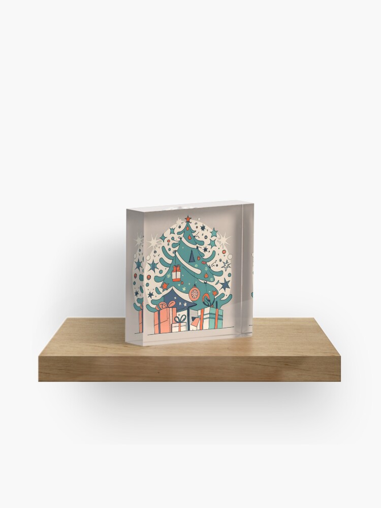 Thumbnail 1 of 5, Acrylic Block, Modern Christmas Tree Minimalistic Drawing designed and sold by Patricks-Art.