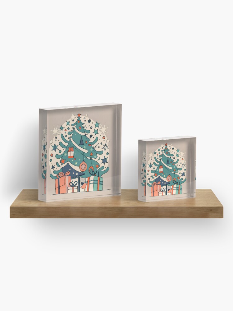 Thumbnail 4 of 5, Acrylic Block, Modern Christmas Tree Minimalistic Drawing designed and sold by Patricks-Art.