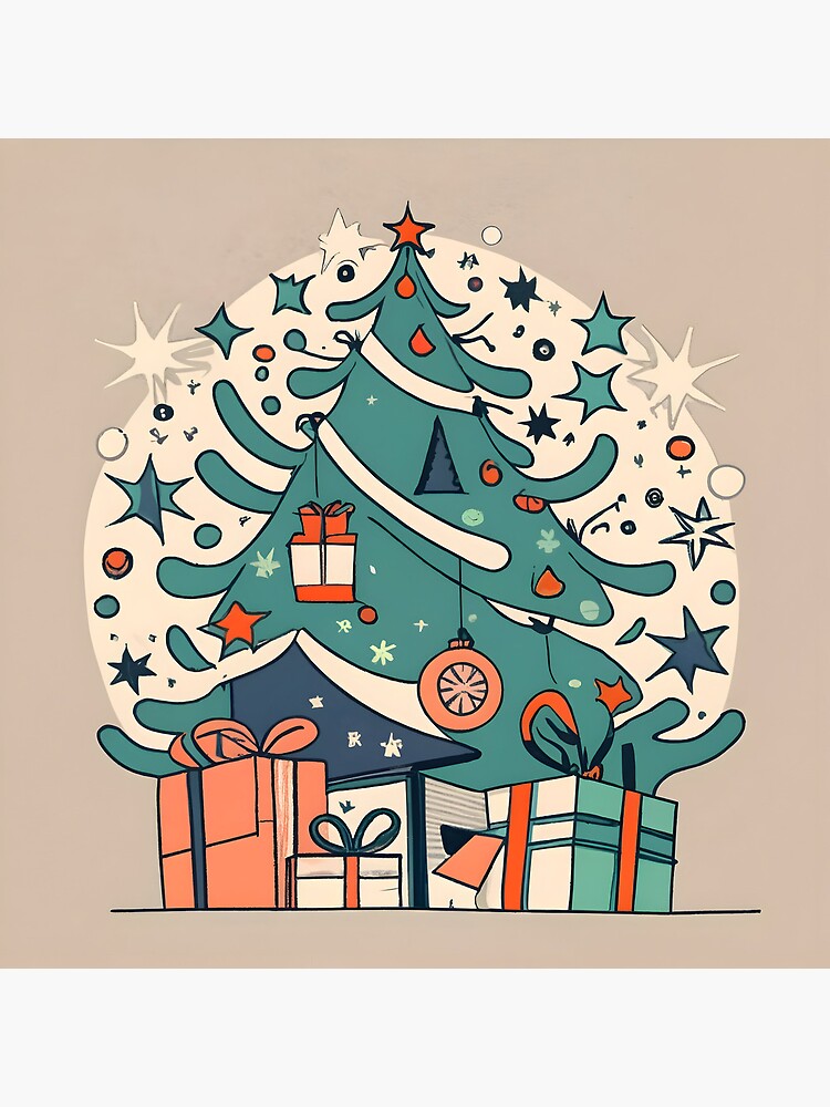 Thumbnail 5 of 5, Acrylic Block, Modern Christmas Tree Minimalistic Drawing designed and sold by Patricks-Art.
