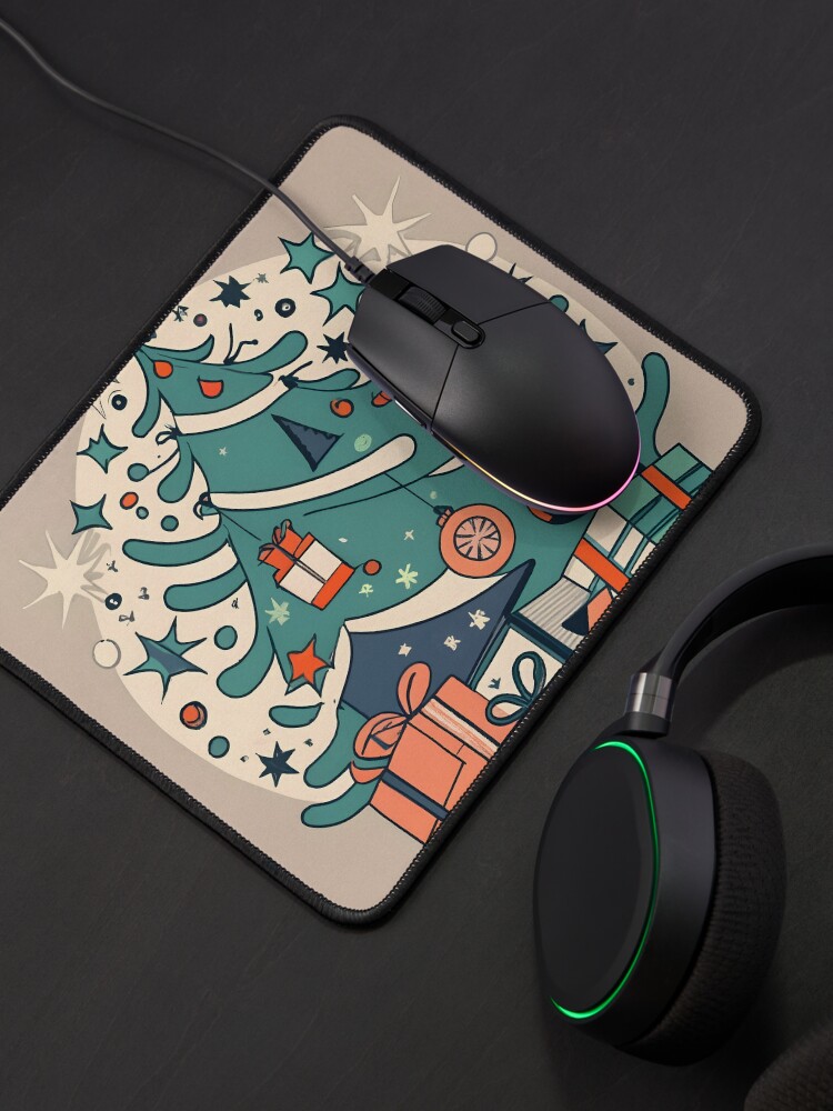 Thumbnail 4 of 5, Mouse Pad, Modern Christmas Tree Minimalistic Drawing designed and sold by Patricks-Art.