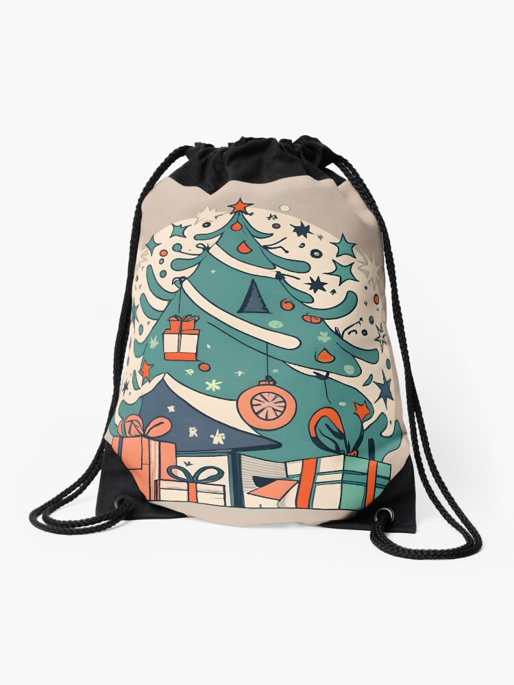 Thumbnail 1 of 3, Drawstring Bag, Modern Christmas Tree Minimalistic Drawing designed and sold by Patricks-Art.